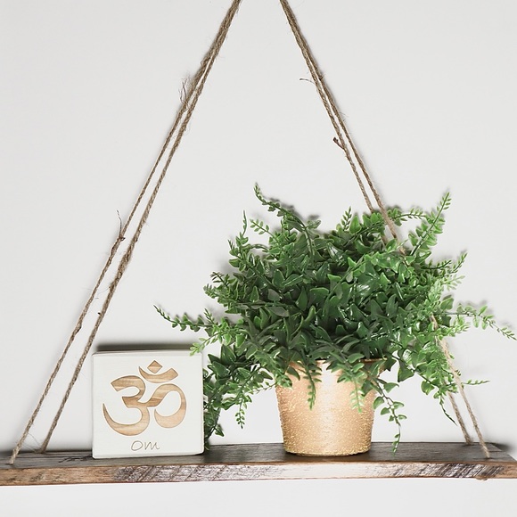 Om Laser Engraved Wood Yoga Sign - Antique White - Picture 3 of 4